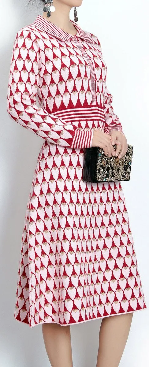 Heart-Printed Knit Dress