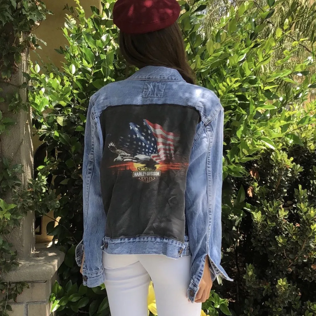 Here We Go Harley Davidson Denim Jacket