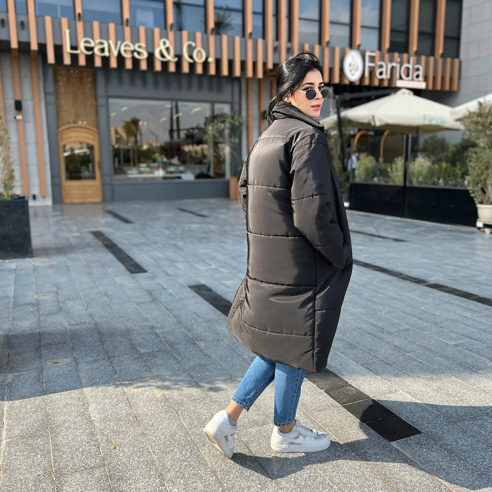 High neck quilted waterproof jacket