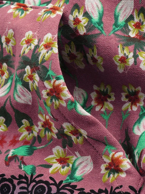 Hooded Floral Fleece Lined Jacket