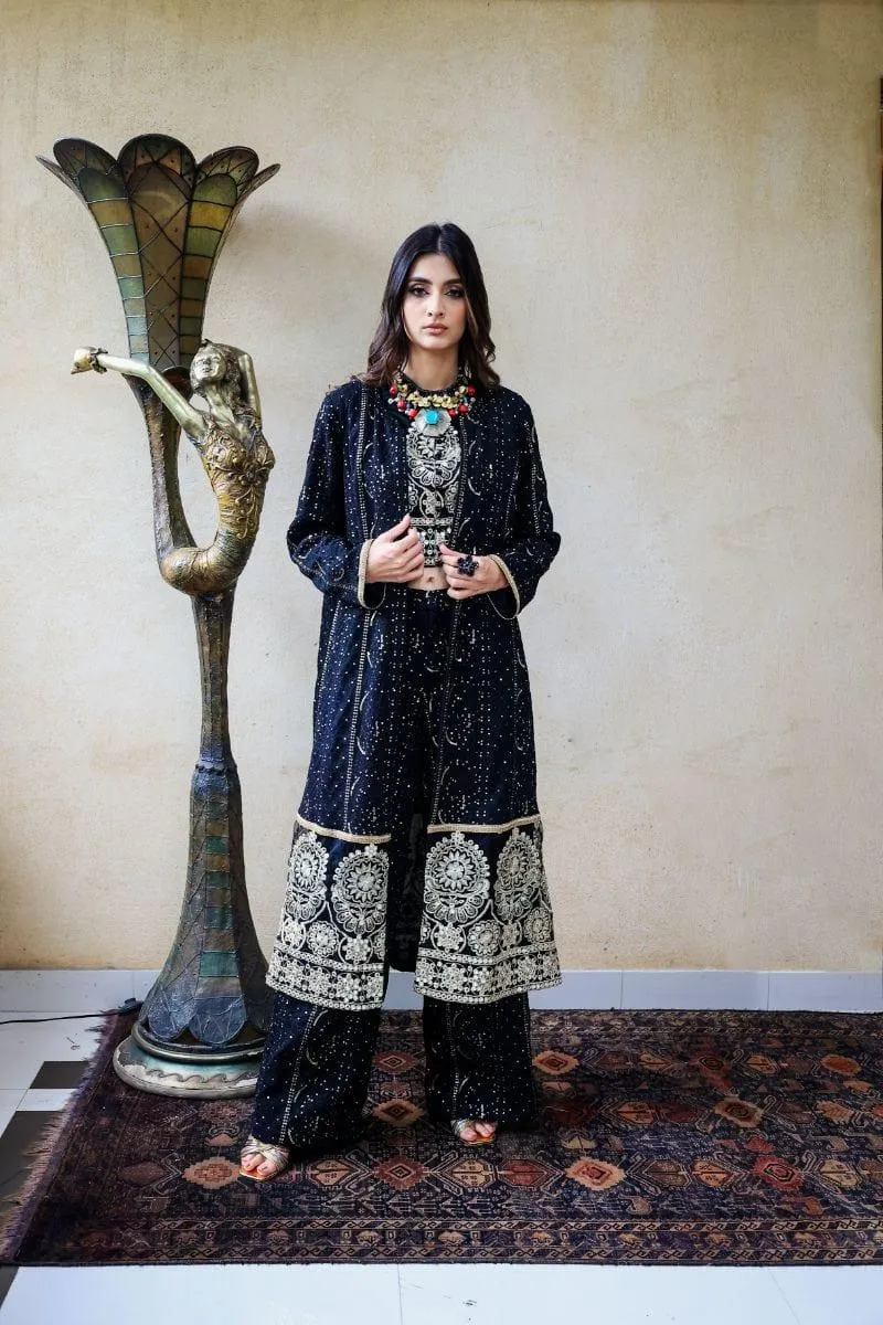 Huma Adnan - Black Mist - Chiffon - Black - 1 Piece