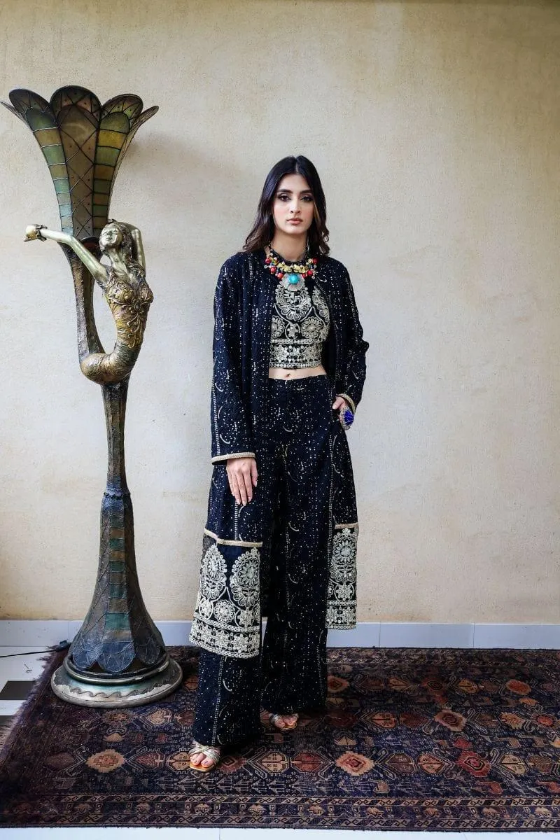 Huma Adnan - Black Mist - Chiffon - Black - 1 Piece