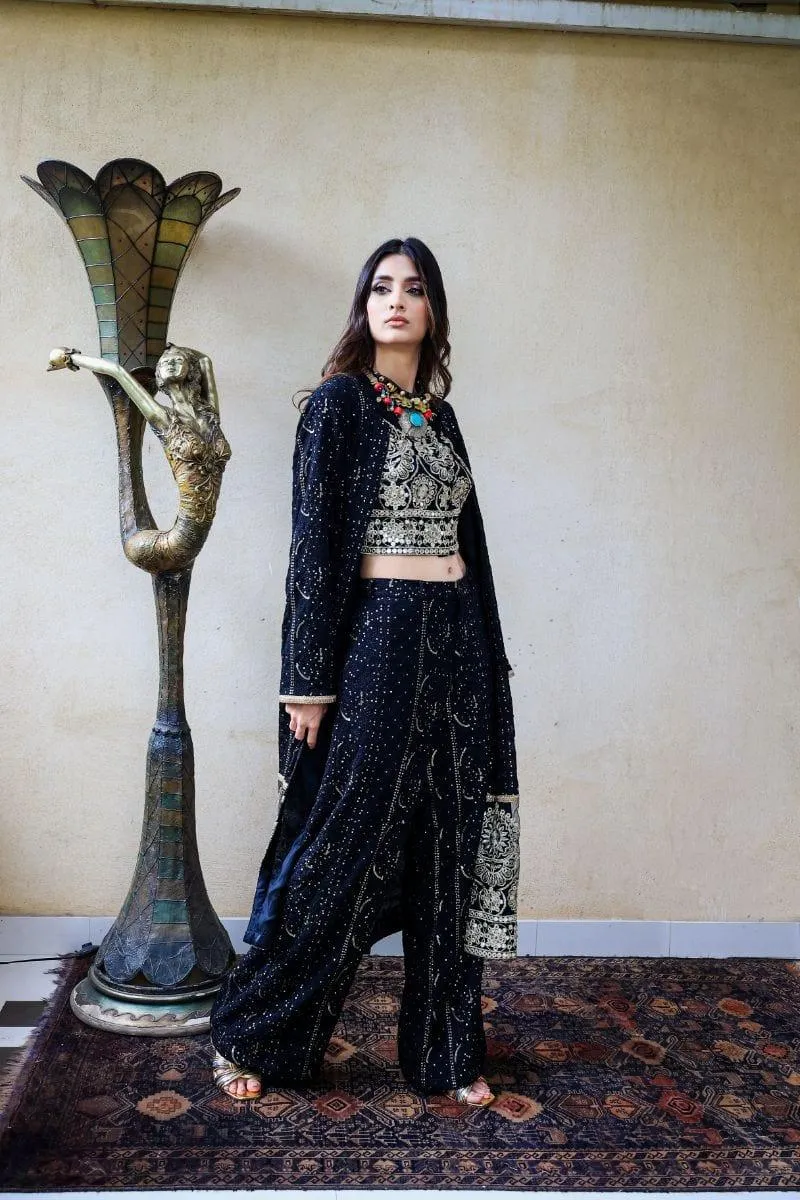 Huma Adnan - Black Mist - Chiffon - Black - 1 Piece