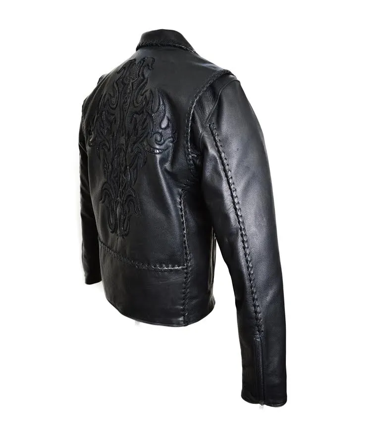 Kashani Excalibur Stingray/Calf/Gator Leather Biker Jacket
