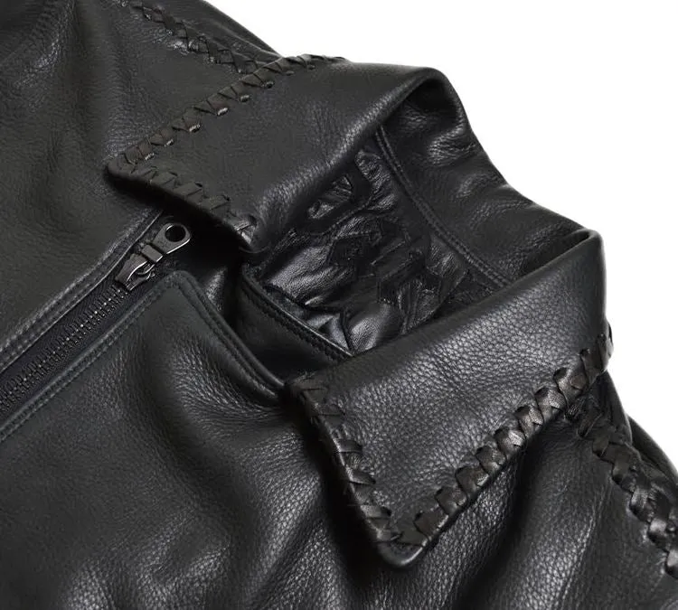 Kashani Excalibur Stingray/Calf/Gator Leather Biker Jacket