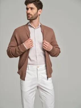 Knitted bomber with waffle knitting