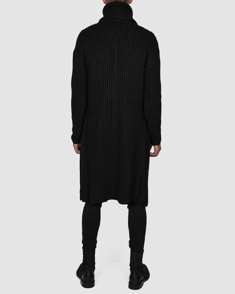 Knitted long buttoned cardigan