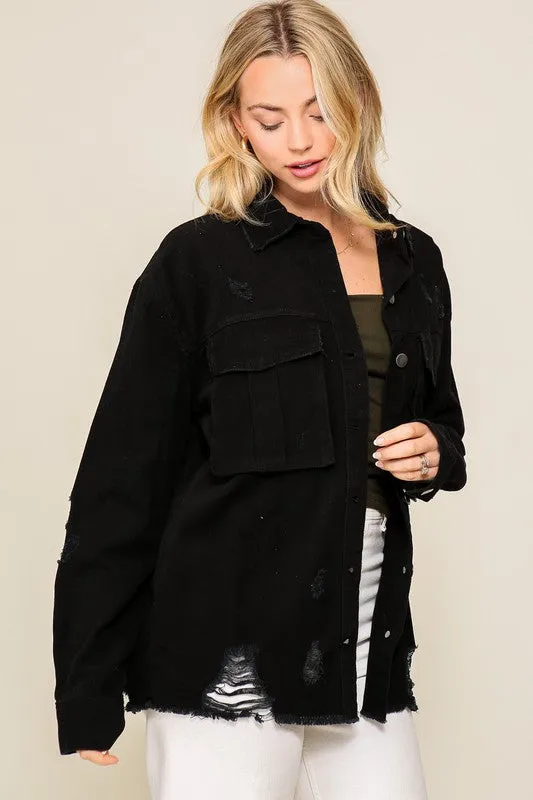 Let's Head Out Black Denim Jacket