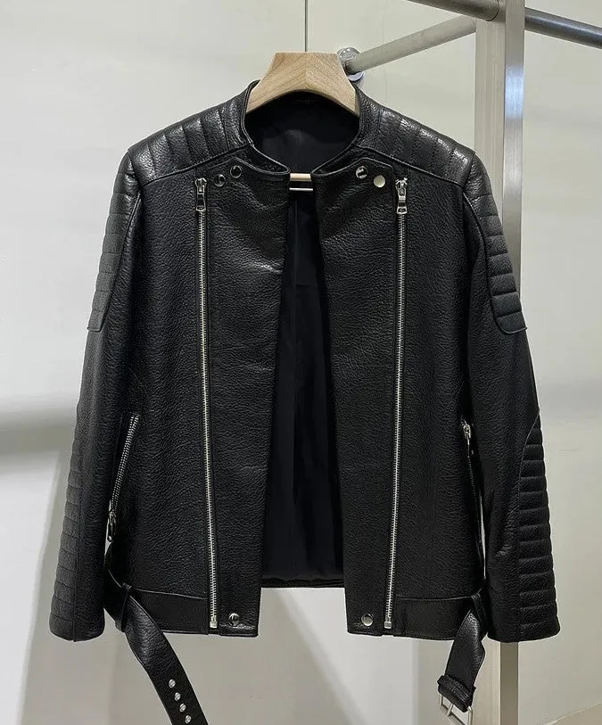 Men's Sheepskin Leather Motorcycle Jacket