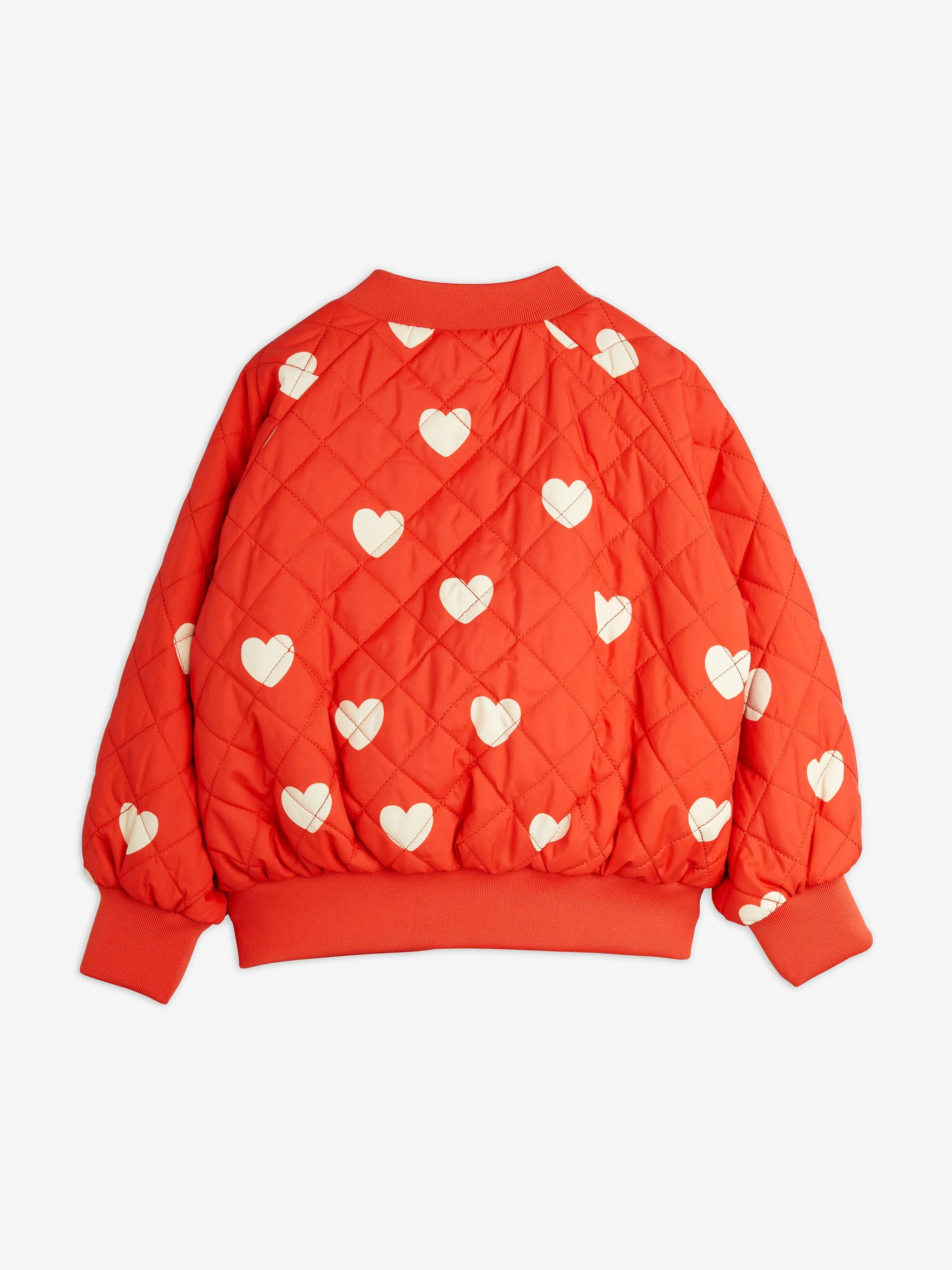 Mini Rodini Girls Hearts Baseball Jacket in Red