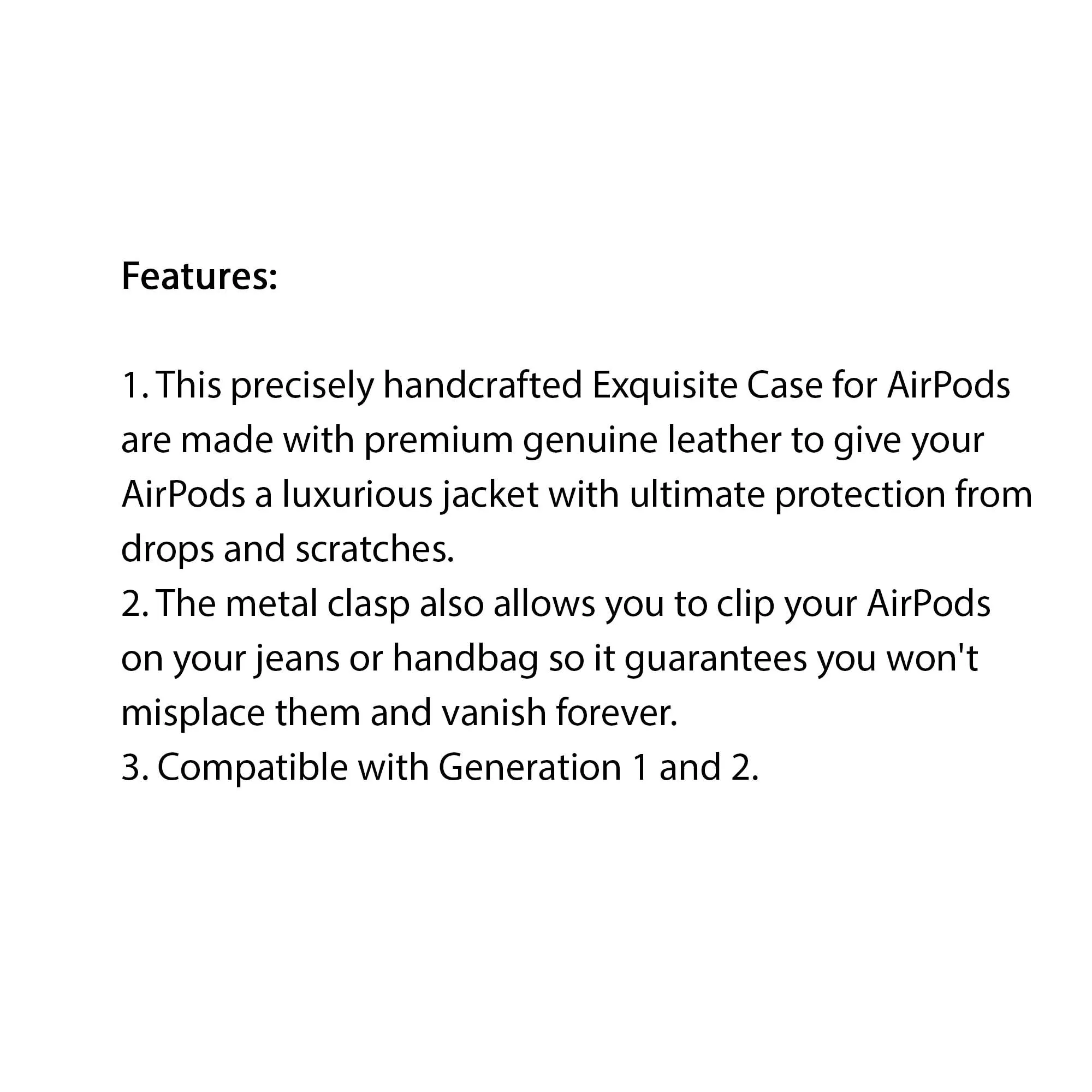 Monocozzi Handcrafted Equisite Genuine Leather Case for Airpods Gen 1 - 2 - Light Grey  (Barcode: 4895199105898 )