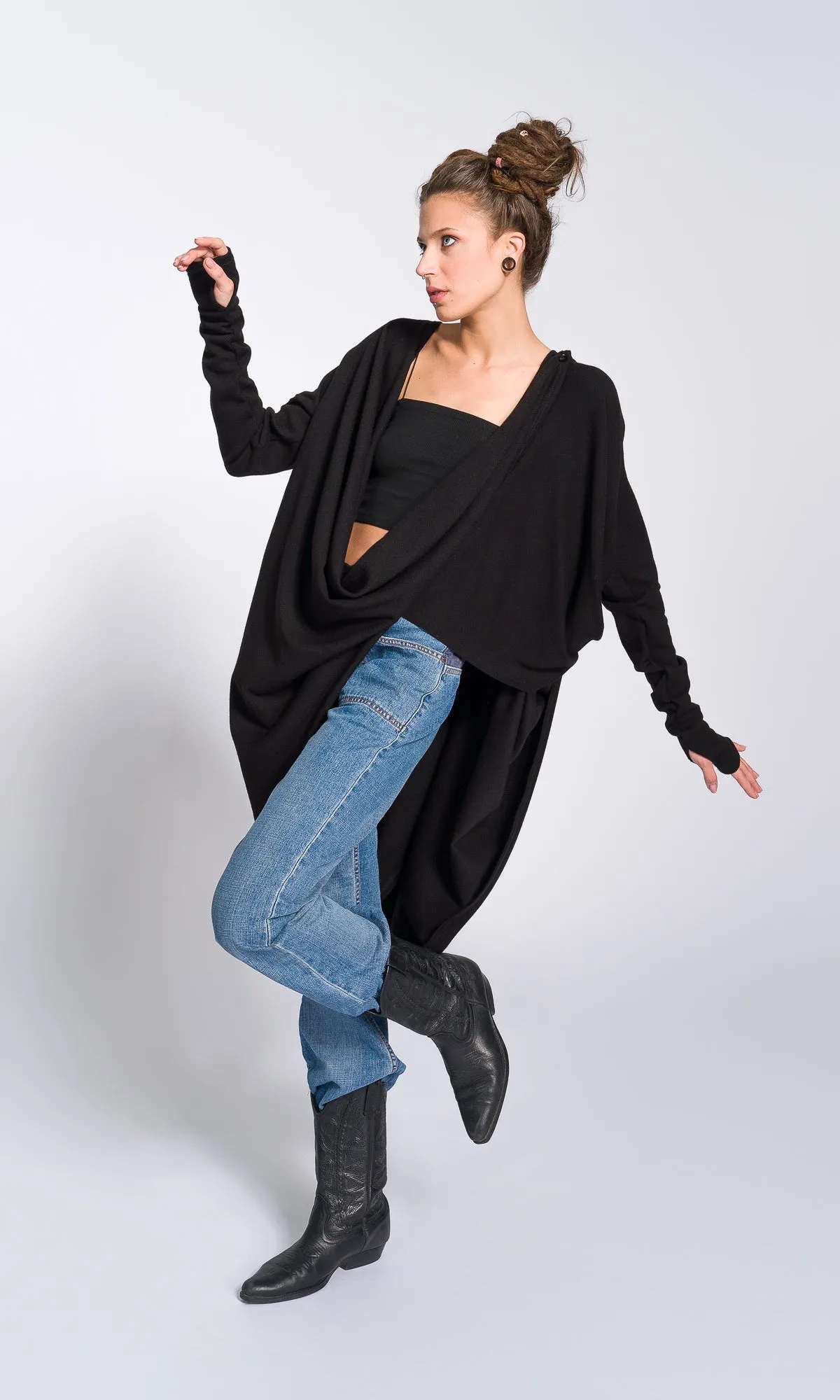 Multi-Way Knit Poncho Cardigan