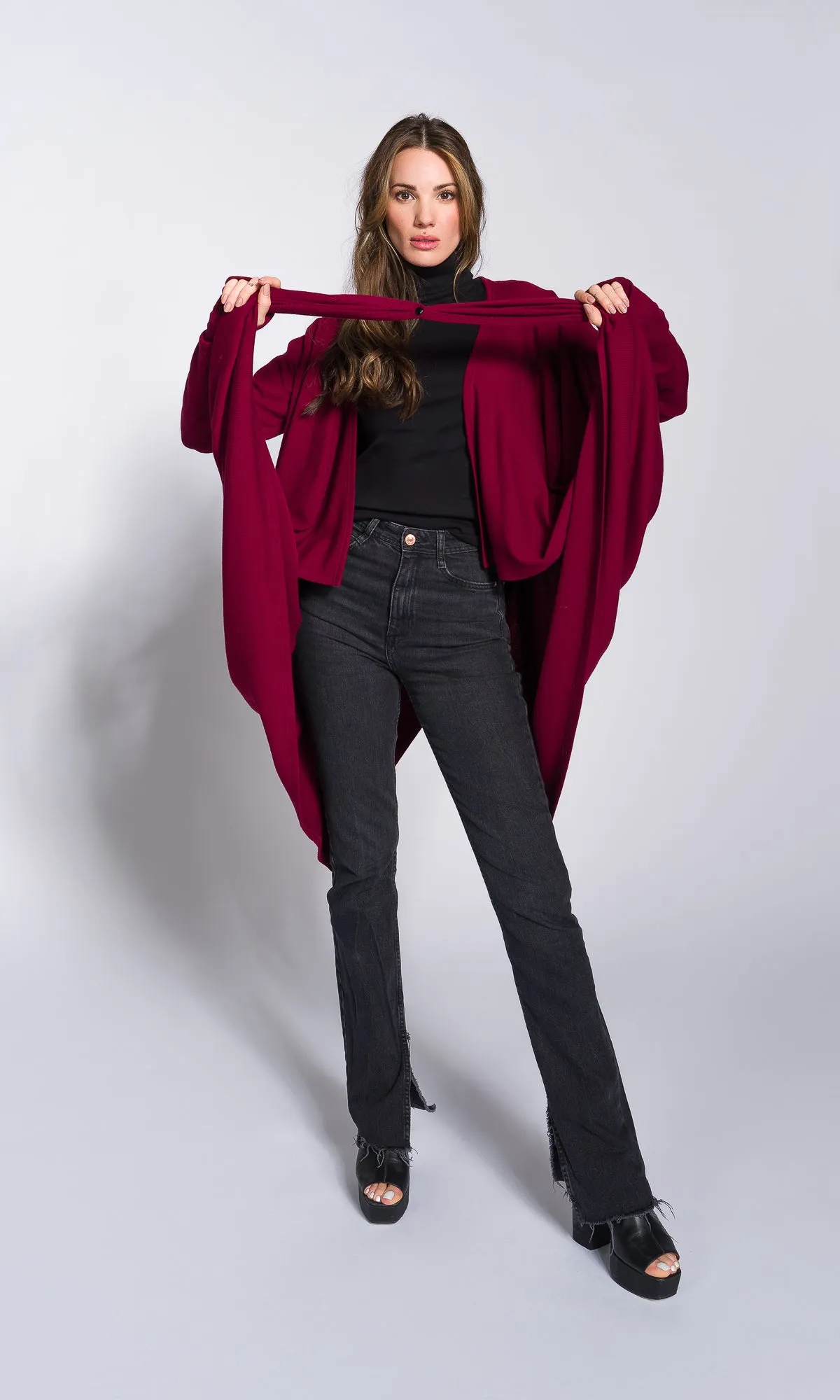 Multi-Way Knit Poncho Cardigan