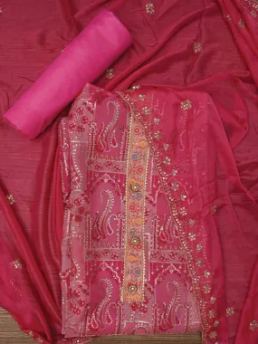 Multicolor Sequin Embellished Organza Dress Material with Dupatta