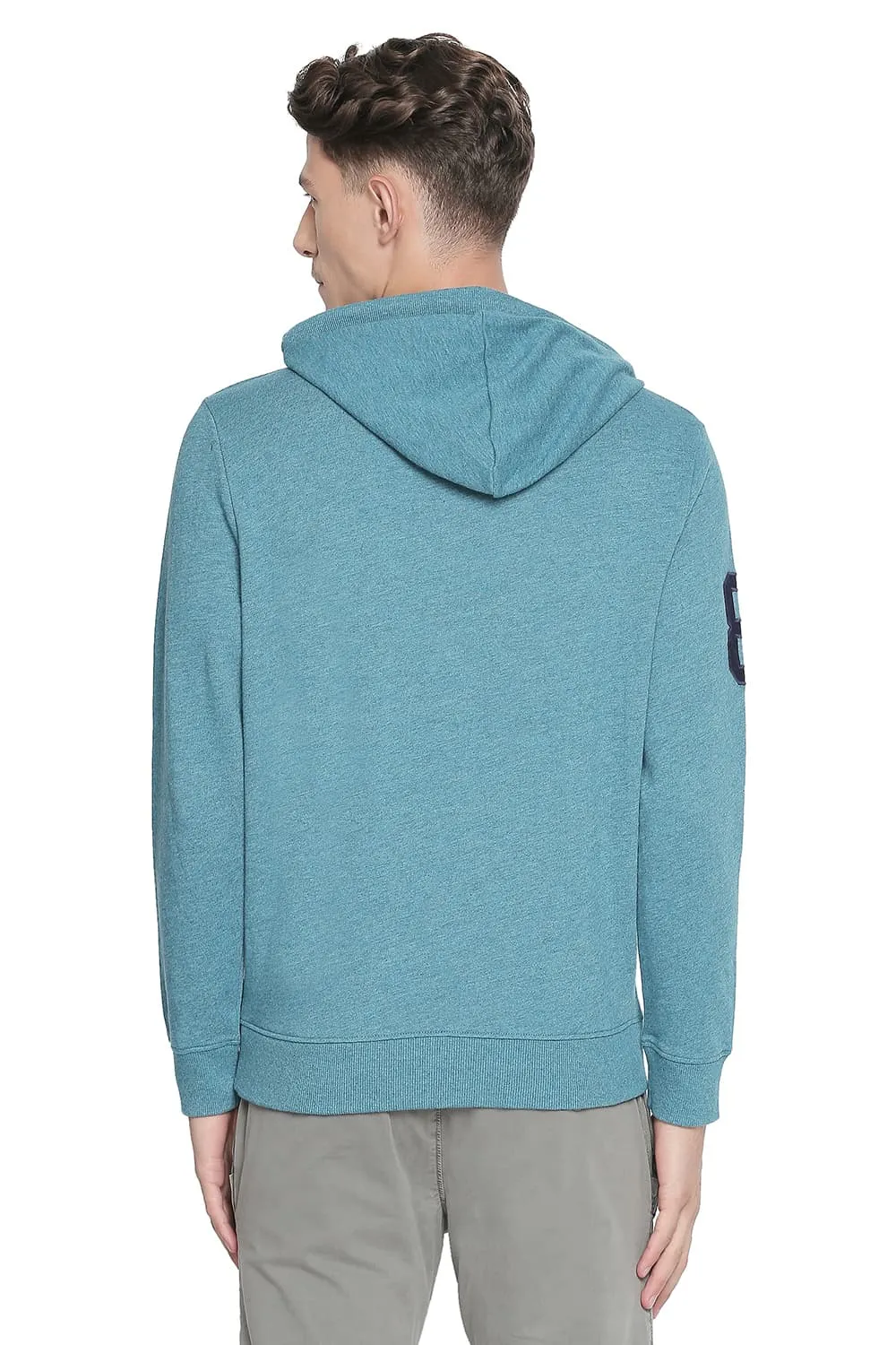 Muscle Fit Heather Hooded Pullover Knit Jacket