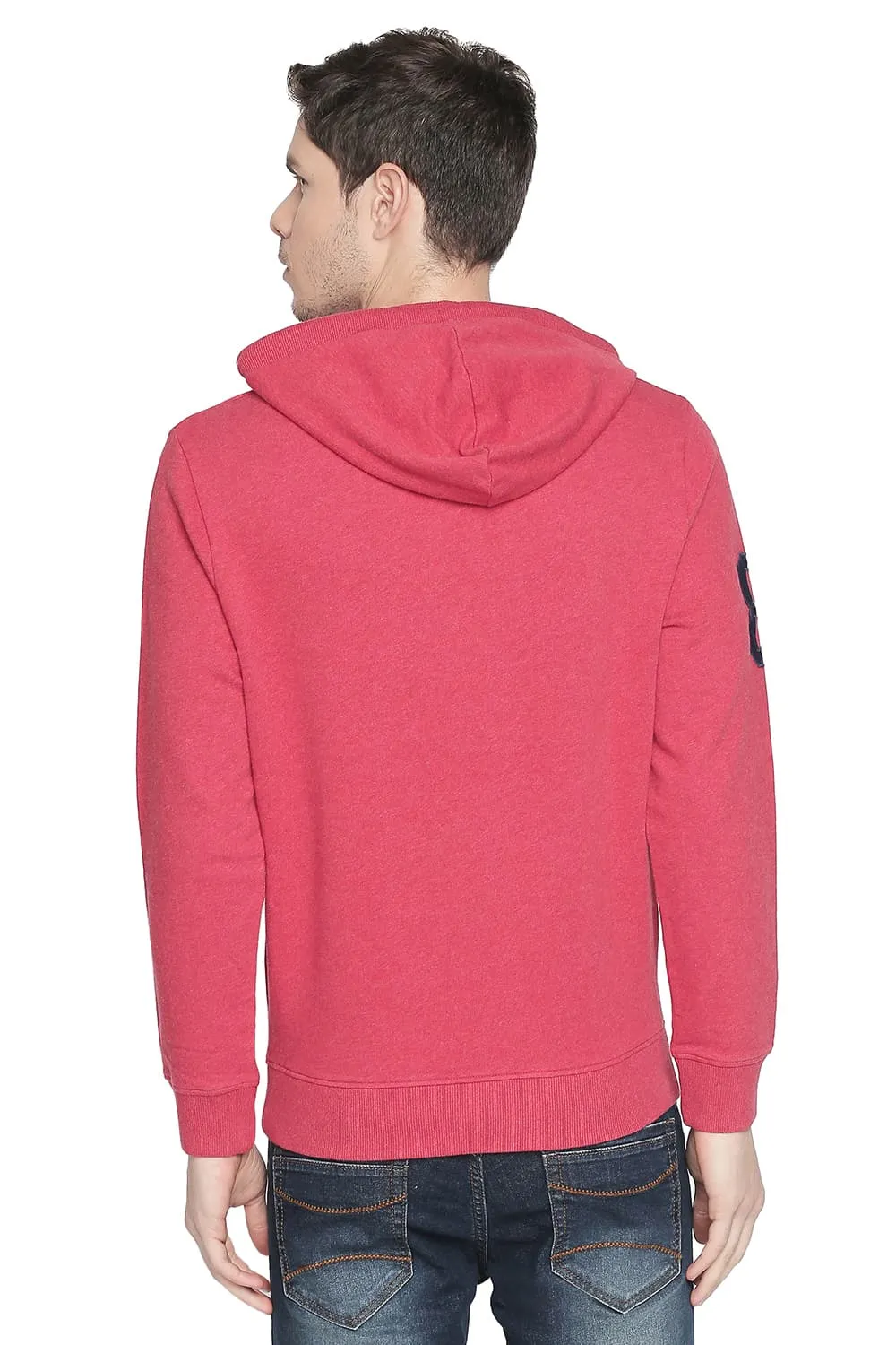 Muscle Fit Heather Hooded Pullover Knit Jacket