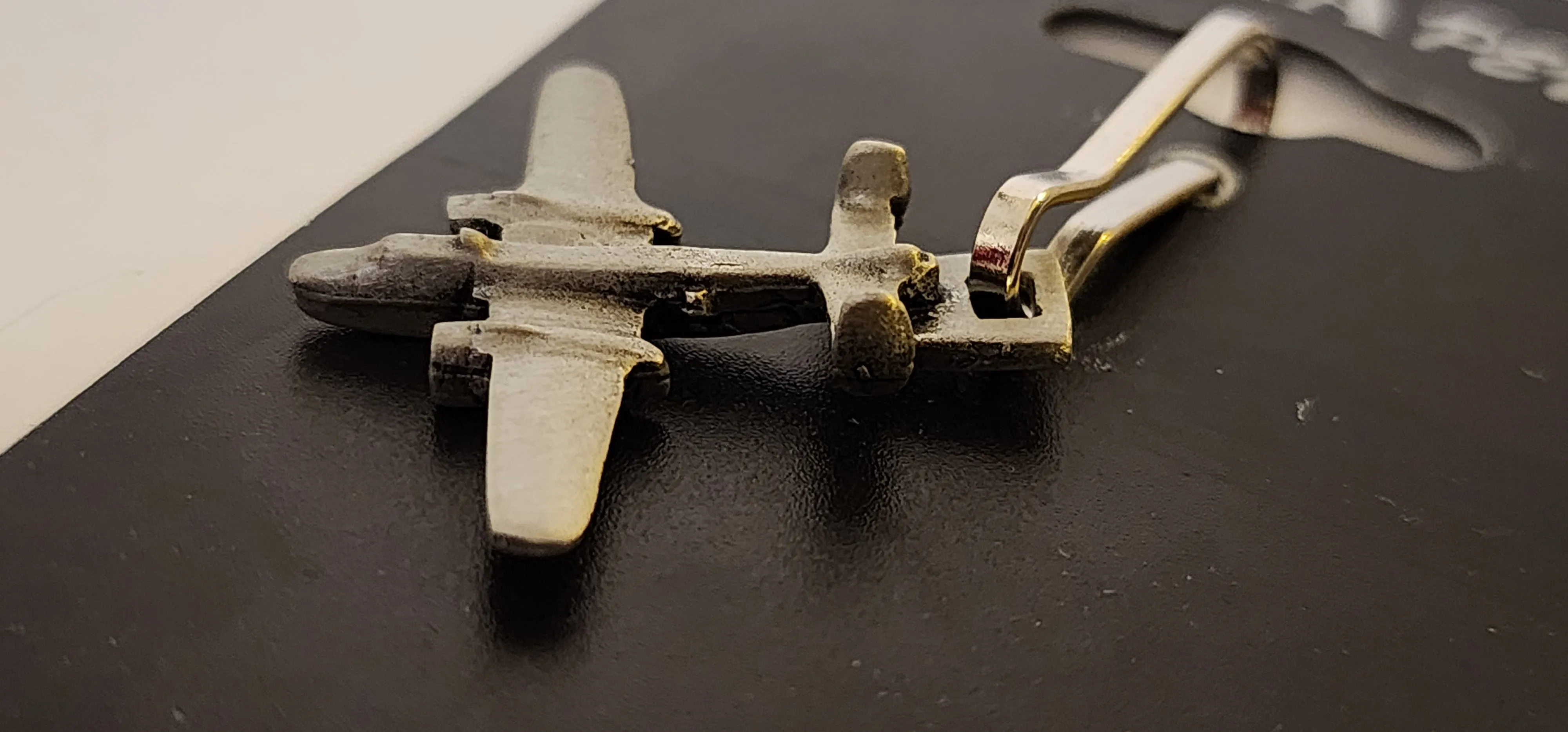 North American Aviation WWII B-25 Mitchell Bomber Small Pewter Airplane Zipper/Bag Pull