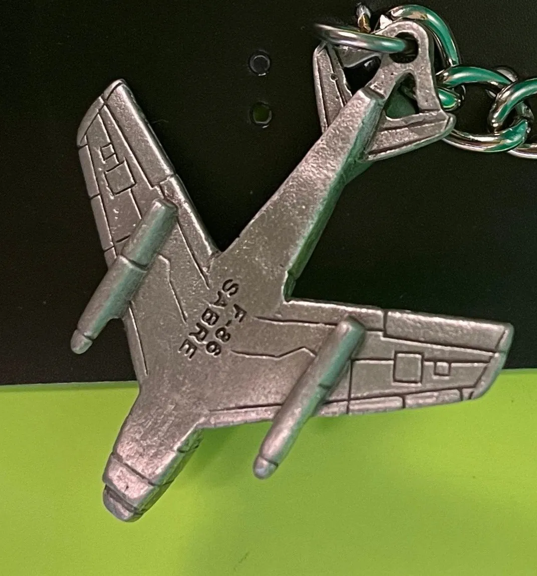 North American F-86 Sabre Airplane Pewter Keychain