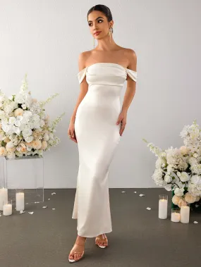 Off Shoulder Satin Backless Mermaid Dress
