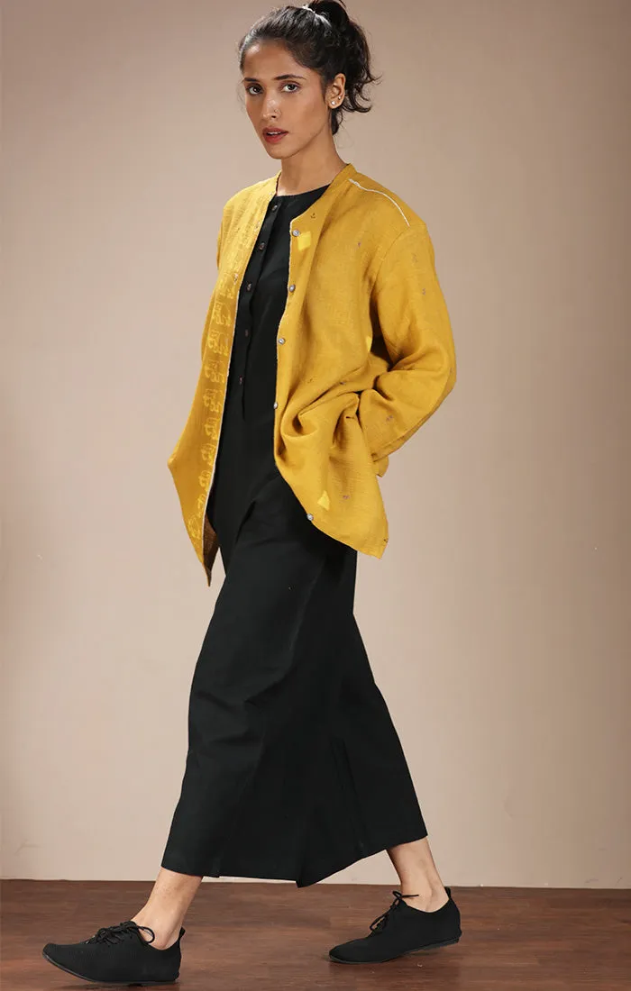 Overshirt (Shirt Jacket) Mustard with Handblock Prints