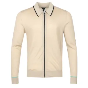 Paul Smith Zip Thru Cardigan in Medium Beige