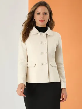 Peter Pan Collar Peacoat Double Breasted Short Coat