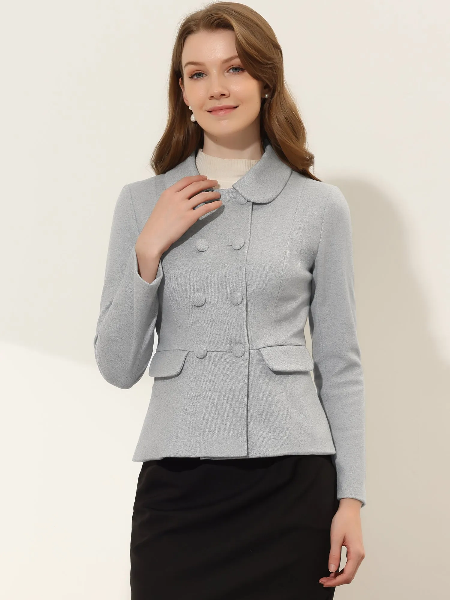 Peter Pan Collar Peacoat Double Breasted Short Coat