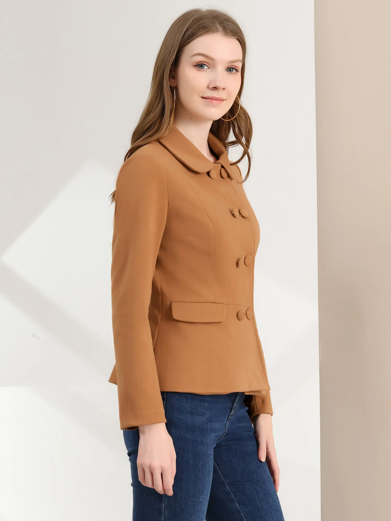 Peter Pan Collar Peacoat Double Breasted Short Coat