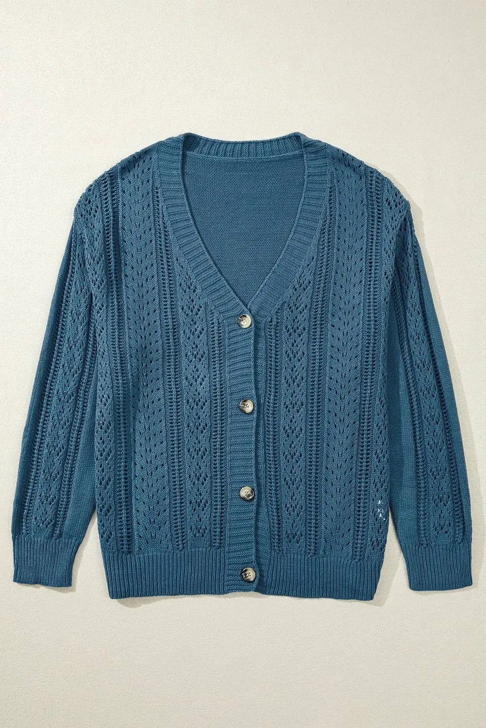 Real Teal V Neck Plus Size Cardigan