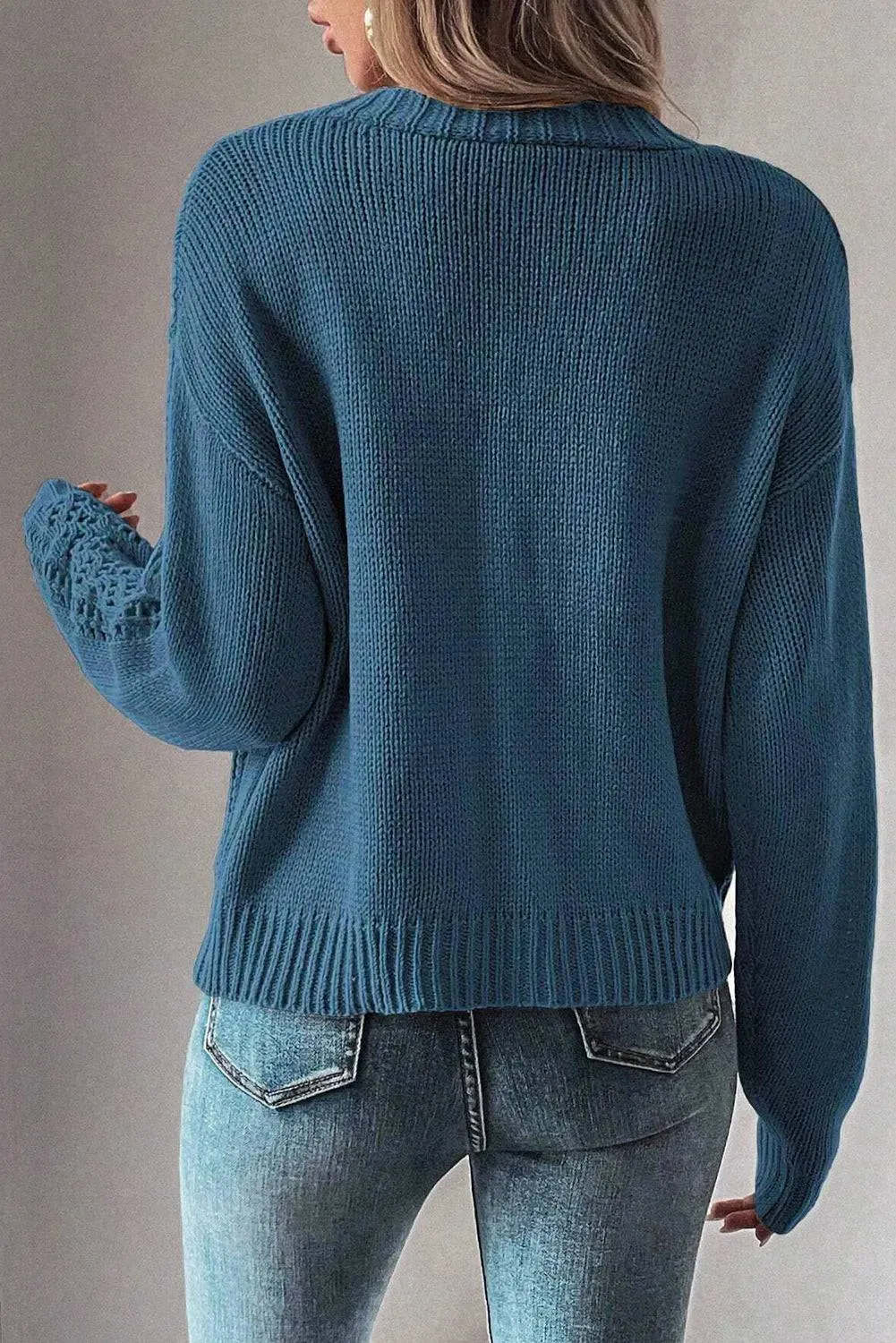 Real Teal V Neck Plus Size Cardigan