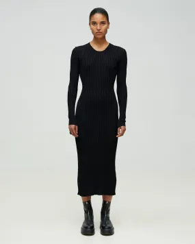 RIB KNIT DRESS WITH OPEN TWISTED BACK