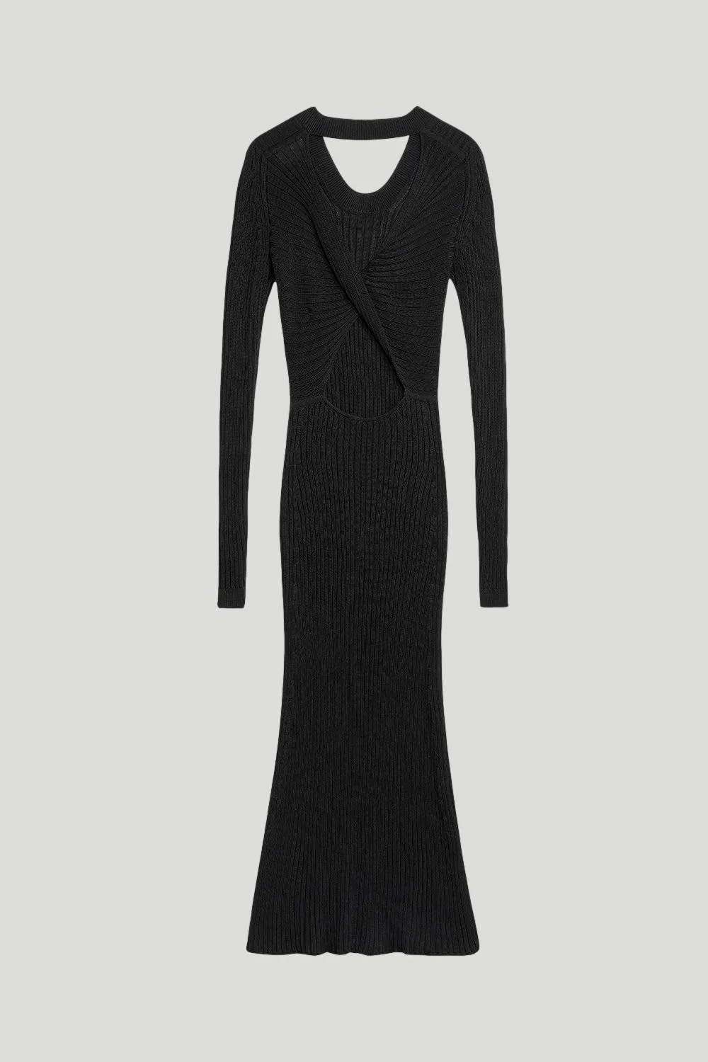 RIB KNIT DRESS WITH OPEN TWISTED BACK