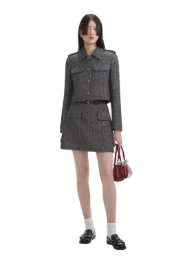 SELF-PORTRAIT - Metallic Boucle Mini Skirt