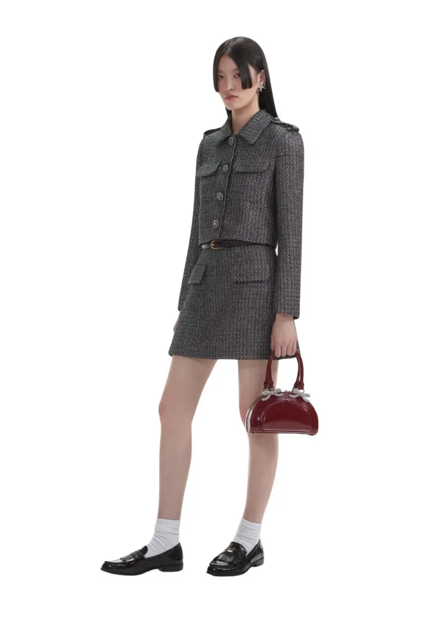 SELF-PORTRAIT - Metallic Boucle Mini Skirt