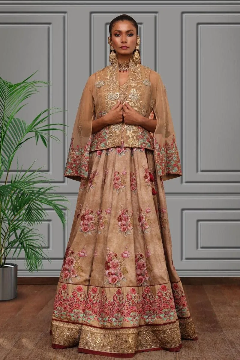 Shamaeel - Long Silk Embroidered Angarkha with Embroidered Organza Jacket