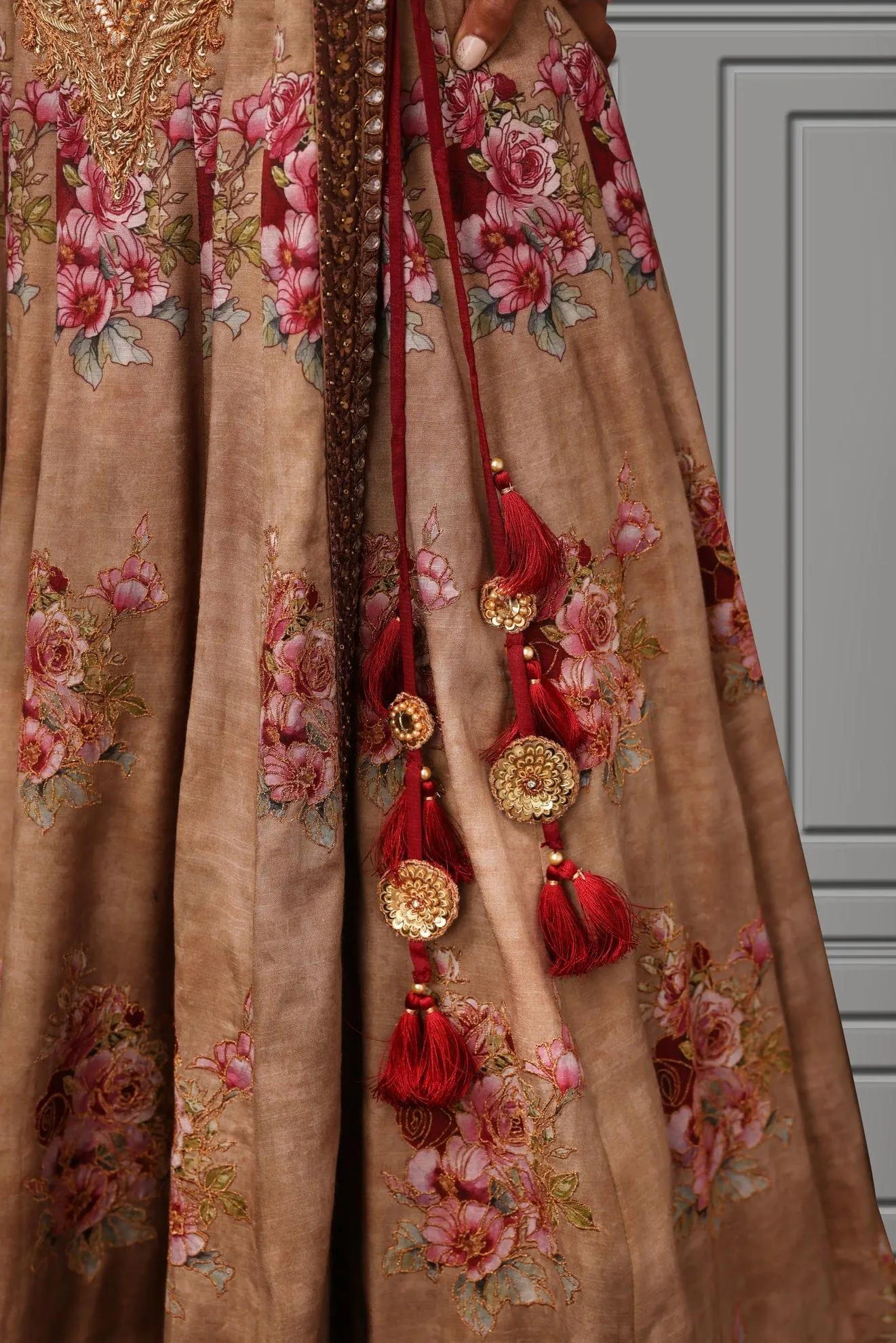 Shamaeel - Long Silk Embroidered Angarkha with Embroidered Organza Jacket
