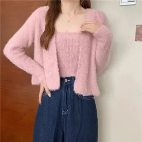 SHANIA SOFT FUR TWO-PIECE CARDIGAN SET