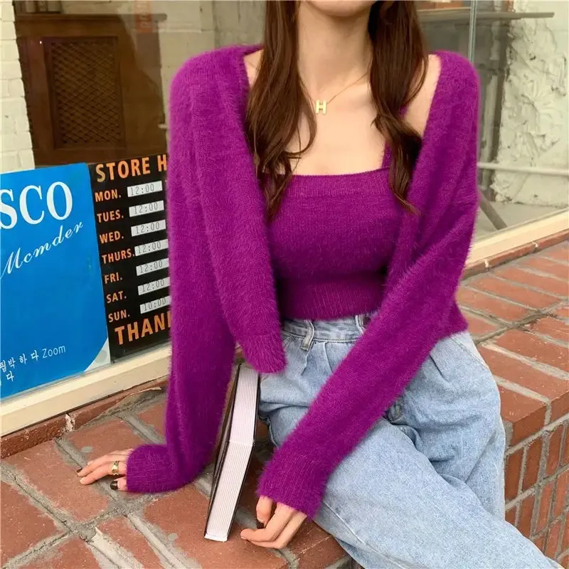 SHANIA SOFT FUR TWO-PIECE CARDIGAN SET