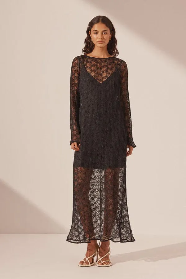 Shona Joy | Sol Lace Long Sleeve Midi Dress