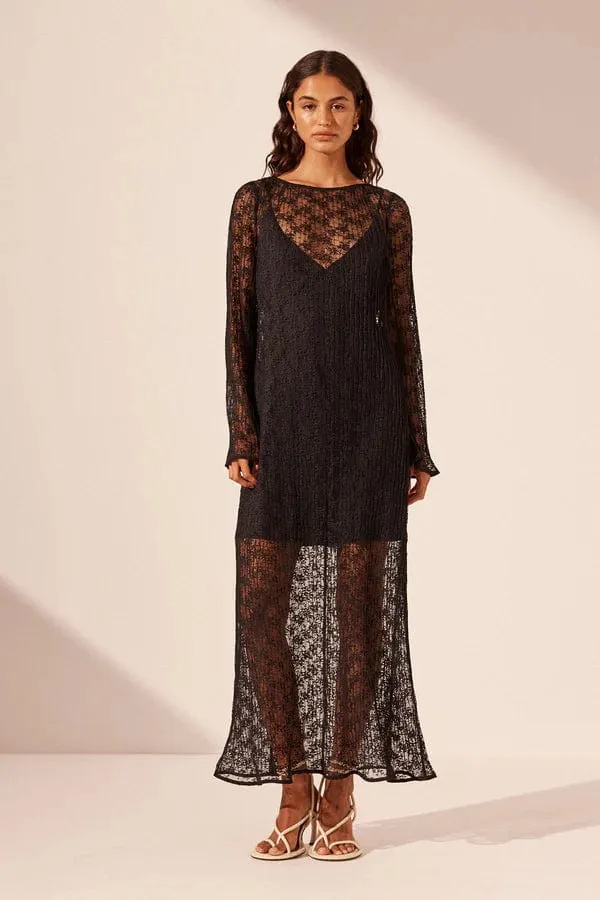 Shona Joy | Sol Lace Long Sleeve Midi Dress