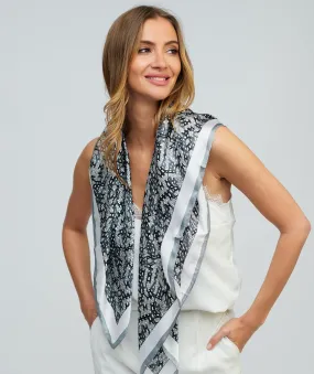 Silver Grey Satin Silk Square Scarf 53 * 53