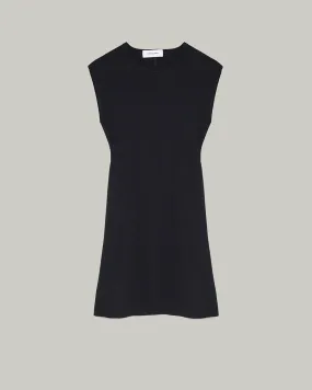 Sleeveless stretch knit mini dress - black