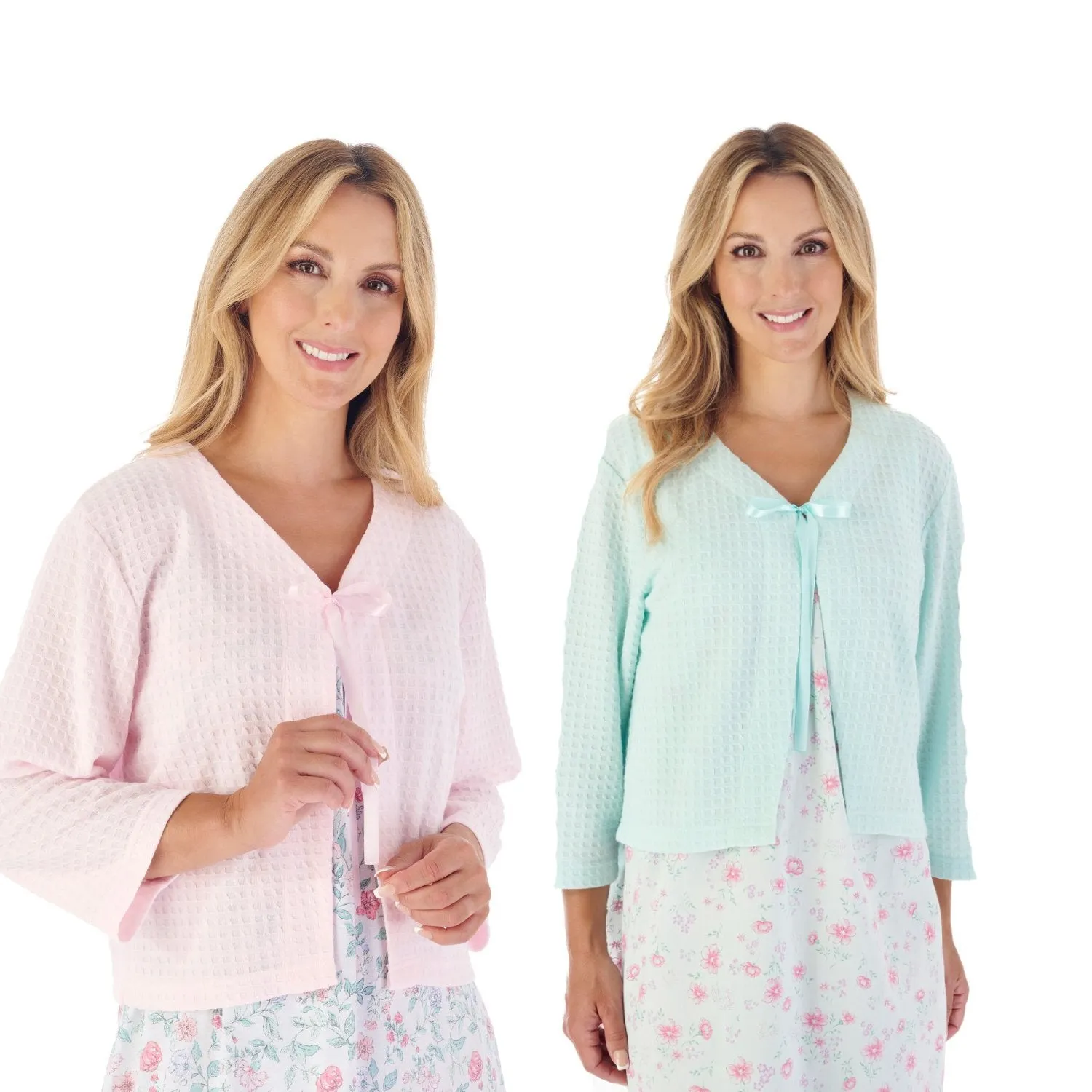 Slenderella Houndstooth Knitted Tie Bed Jacket