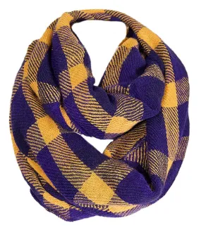 Soft Classic Blue Checkered Plaid Infinity Loop Scarf