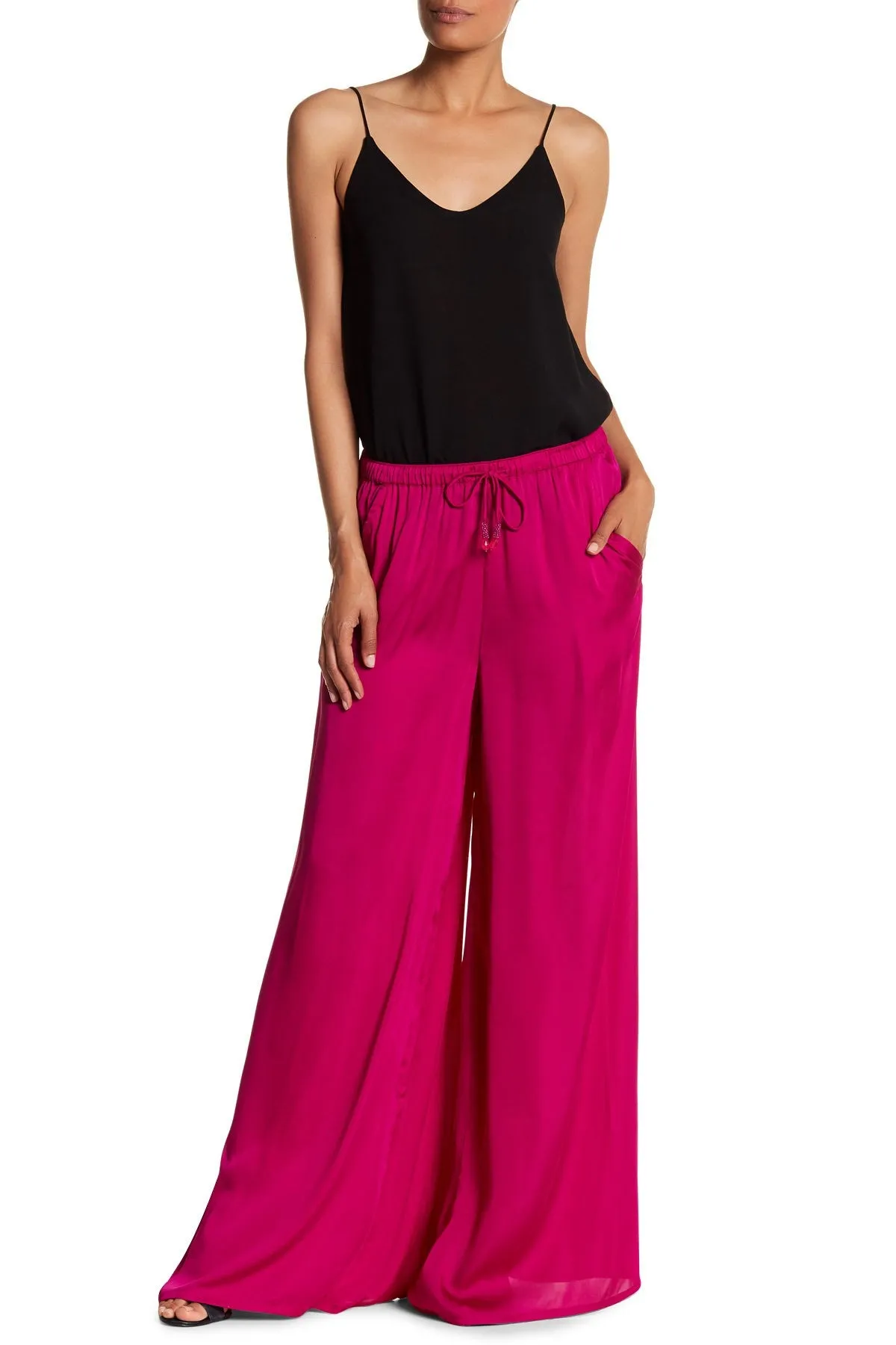 Solid Fuchsia Wide Leg Pants