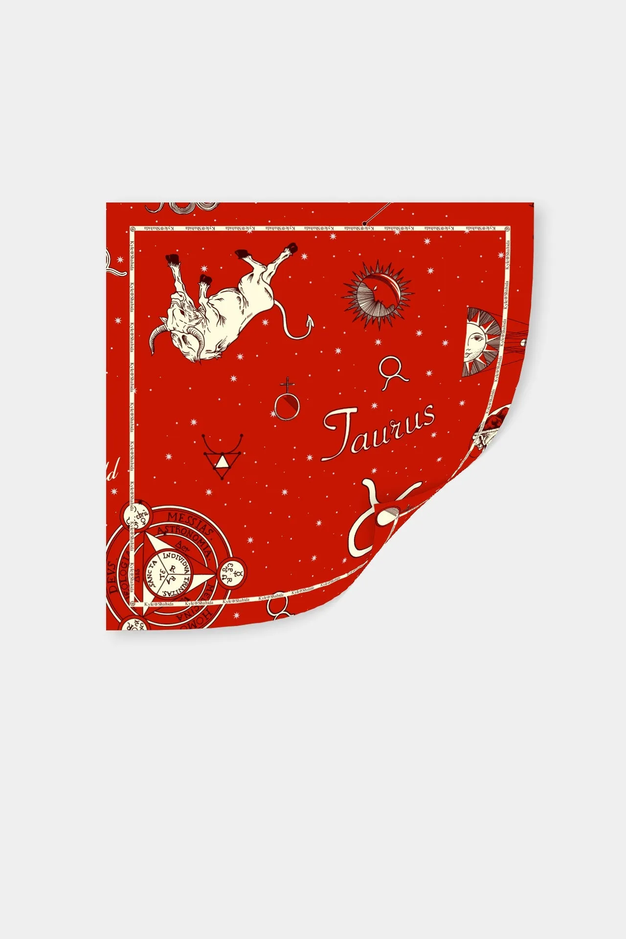 Taurus Zodiac Print Red Scarves