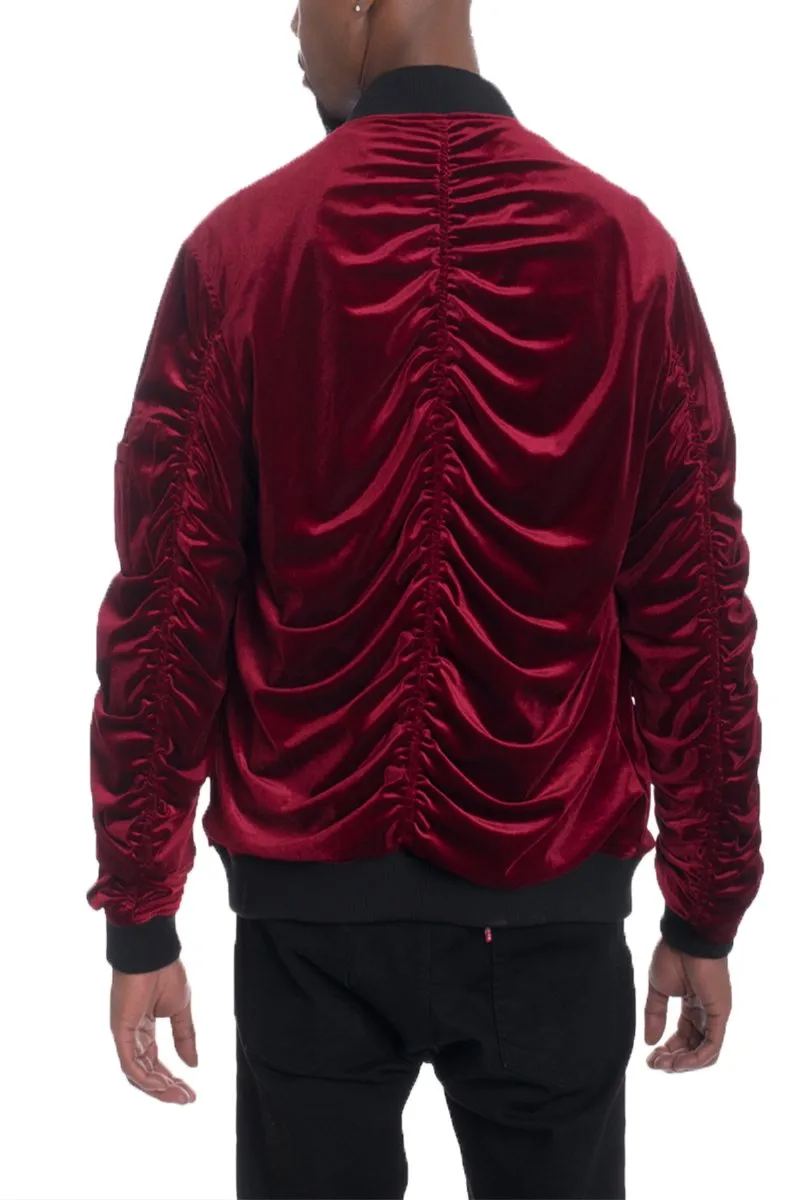 VELOUR BOMBER - RED