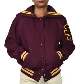 Vintage Holloway Varsity Jacket Red Tar Flap Wool Cheerleader College Letterman Bomber Trojan Embroidery Patch Size 40 Large