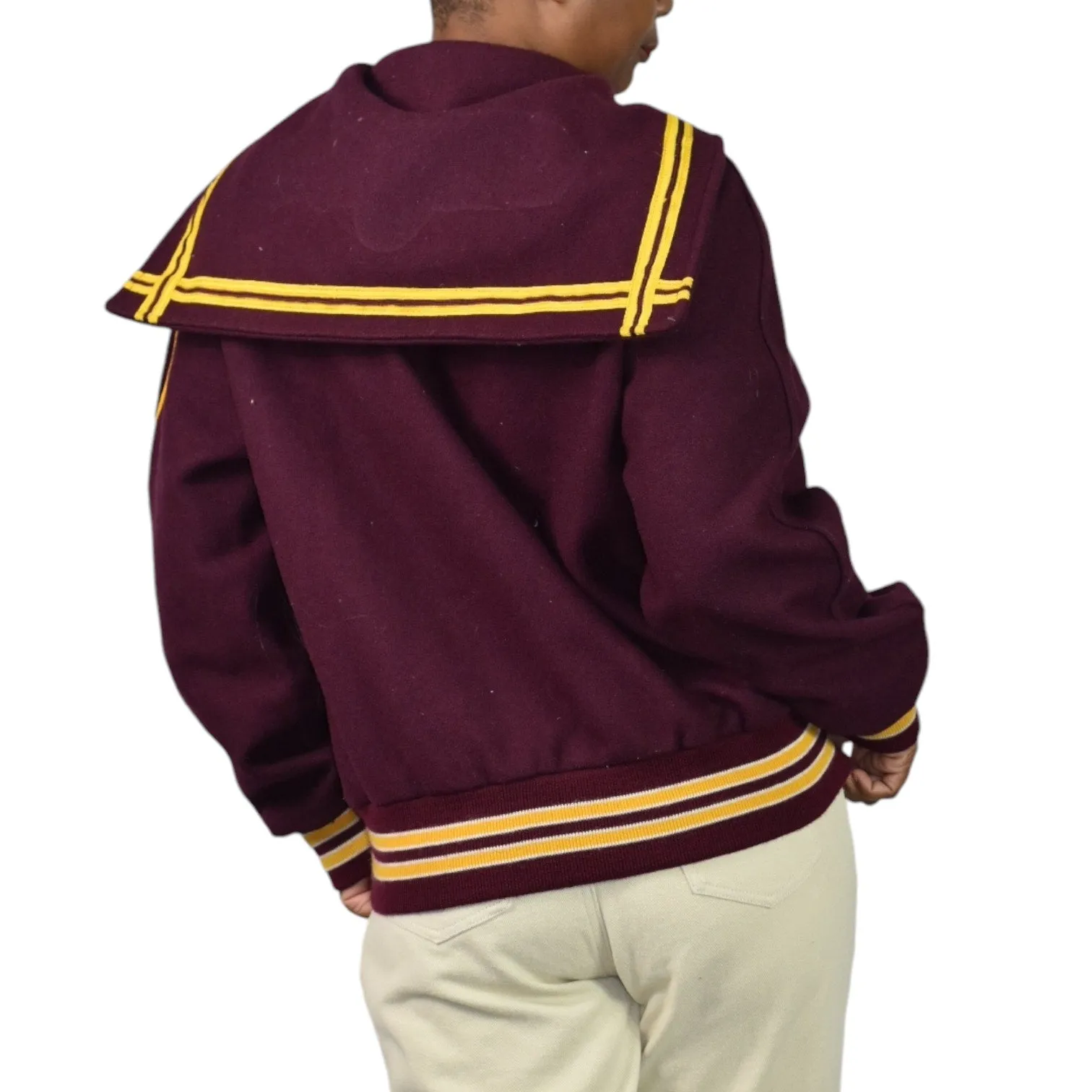 Vintage Holloway Varsity Jacket Red Tar Flap Wool Cheerleader College Letterman Bomber Trojan Embroidery Patch Size 40 Large
