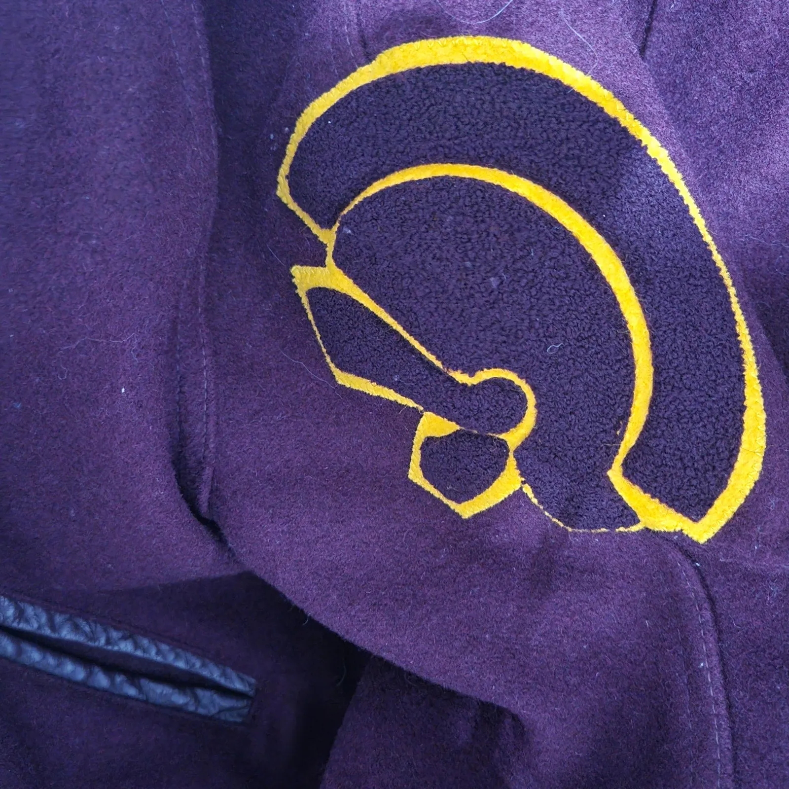 Vintage Holloway Varsity Jacket Red Tar Flap Wool Cheerleader College Letterman Bomber Trojan Embroidery Patch Size 40 Large
